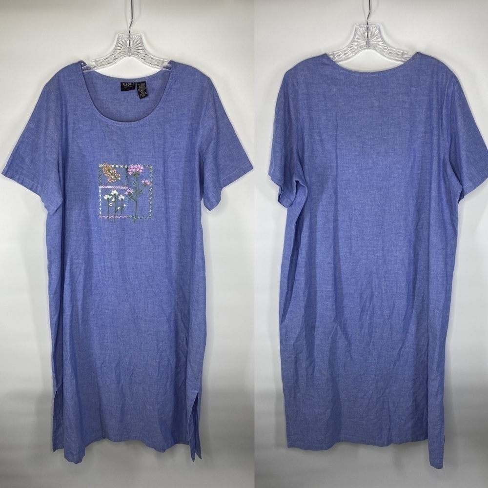 Naqui New York Vintage Blue Floral Cotton Maxi Dress